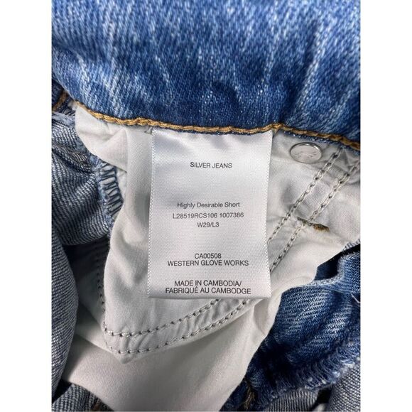 Silver Jeans Light Wash High Rise Distressed Cut Off Denim Shorts - Picture 4 of 6